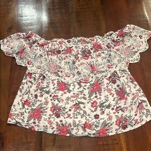 Floral Off-Shoulder Top - Pink and White